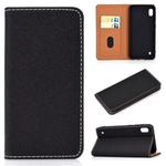 For Galaxy A10 Solid Color Magnetic Horizontal Flip Leather Case with Card Slot & Holder(Black)