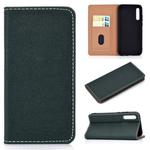 For Galaxy A50 Solid Color Magnetic Horizontal Flip Leather Case with Card Slot & Holder(Green)