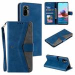 For Xiaomi Redmi Note 10 5G Stitching Calf Texture Horizontal Flip Leather Case with Holder & Card Slots & Wallet(Dark Blue)