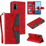 For Xiaomi Redmi Note 10 5G Stitching Calf Texture Horizontal Flip Leather Case with Holder & Card Slots & Wallet(Red)