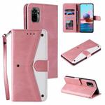 For Xiaomi Redmi Note 10 5G Stitching Calf Texture Horizontal Flip Leather Case with Holder & Card Slots & Wallet(Rose Gold)