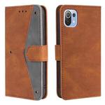 For Xiaomi Mi 11 Lite Stitching Calf Texture Horizontal Flip Leather Case with Holder & Card Slots & Wallet(Brown)