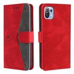 For Xiaomi Mi 11 Lite Stitching Calf Texture Horizontal Flip Leather Case with Holder & Card Slots & Wallet(Red)