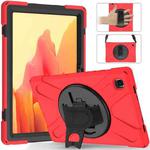For Samsung Galaxy Tab A7 10.4 2020 T500 / T505 Shockproof Colorful Silicone + PC Protective Case with Holder & Shoulder Strap & Hand Strap(Red)