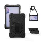 For Samsung Galaxy Tab A 8.4 2020 T307U Shockproof Colorful Silicone + PC Protective Case with Holder & Shoulder Strap & Hand Strap(Black)