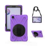 For Samsung Galaxy Tab A 8.4 2020 T307U Shockproof Colorful Silicone + PC Protective Case with Holder & Shoulder Strap & Hand Strap(Purple)