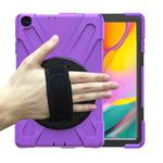 For Samsung Galaxy Tab A 10.1 (2019) T515 / T510 Shockproof Colorful Silicone + PC Protective Case with Holder & Shoulder Strap & Hand Strap(Purple)