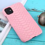 For iPhone 11 Snakeskin Texture Paste Skin PC Protective Case(Pink)