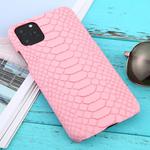 For iPhone 11 Pro Max Snakeskin Texture Paste Skin PC Protective Case(Pink)