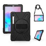For Samsung Galaxy Tab S6 10.5 inch T860 / T865 Shockproof Colorful Silicone + PC Protective Case with Holder & Shoulder Strap & Hand Strap & Pen Slot(Black)