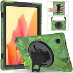 For Samsung Galaxy Tab A7 10.4 2020 T500 / T505 Shockproof Colorful Silicone + PC Protective Case with Holder & Shoulder Strap & Hand Strap & Screen Protector(Camouflage)