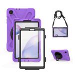 For Samsung Galaxy Tab A 8.4 2020 T307U Shockproof Colorful Silicone + PC Protective Case with Holder & Shoulder Strap & Hand Strap & Screen Protector(Purple)
