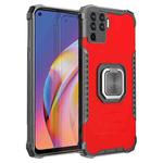 For OPPO A94 4G / Reno5 Lite / F19 Pro / Reno5 F Fierce Warrior Series Armor All-inclusive Shockproof Aluminum Alloy + TPU Protective Case with Ring Holder(Red)