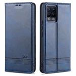 For OPPO Realme 8 / 8 Pro AZNS Magnetic Calf Texture Horizontal Flip Leather Case with Card Slots & Holder & Wallet(Blue)