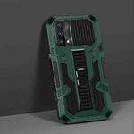 For OPPO A74 4G Vanguard Warrior All Inclusive Double-color Shockproof TPU + PC Protective Case with Holder(Graphite Green)