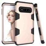 For Samsung Galaxy S10 Contrast Color Silicone + PC Shockproof Case(Gold+Black)