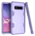 For Samsung Galaxy S10+ Contrast Color Silicone + PC Shockproof Case(Purple)