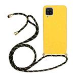 For Samsung Galaxy A12 Wheat Straw Material + TPU Protective Case with Lanyard(Yellow)