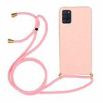 For Samsung Galaxy A31 Wheat Straw Material + TPU Protective Case with Lanyard(Pink)