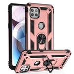For Motorola Moto One 5G Ace Shockproof TPU + PC Protective Case with 360 Degree Rotating Holder(Rose Gold)