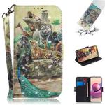 For Xiaomi Redmi Note 10 4G / Note 10S 3D Painted Pattern Magnetic Attraction Horizontal Flip Leather Case with Holder & Card Slot & Wallet & Lanyard(Zoo)