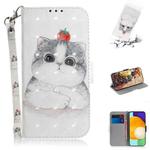 For Samsung Galaxy A72 5G / 4G 3D Painted Pattern Magnetic Attraction Horizontal Flip Leather Case with Holder & Card Slot & Wallet & Lanyard(Cute Cat)