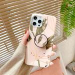 For iPhone 11 Watercolor Painting Series Half Coverage IMD Workmanship Protective Case with Folding Holder (DX-49)