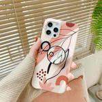 For iPhone 11 Watercolor Painting Series Half Coverage IMD Workmanship Protective Case with Folding Holder (DX-50)