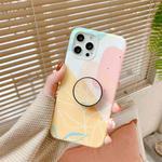 For iPhone 11 Pro Max Watercolor Painting Series Half Coverage IMD Workmanship Protective Case with Folding Holder (DX-48)
