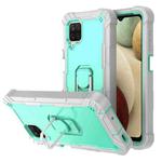 For Samsung Galaxy A12 5G PC + Rubber 3-layers Shockproof Protective Case with Rotating Holder(Grey White + Mint Green)