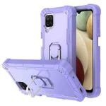 For Samsung Galaxy A12 5G PC + Rubber 3-layers Shockproof Protective Case with Rotating Holder(Purple)