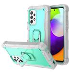 For Samsung Galaxy A52 5G / 4G PC + Rubber 3-layers Shockproof Protective Case with Rotating Holder(Grey White + Mint Green)