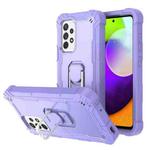 For Samsung Galaxy A52 5G / 4G PC + Rubber 3-layers Shockproof Protective Case with Rotating Holder(Purple)