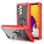 For Samsung Galaxy A72 5G / 4G PC + Rubber 3-layers Shockproof Protective Case with Rotating Holder(Red + Black)