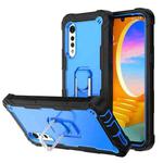 For LG Velvet PC + Rubber 3-layers Shockproof Protective Case with Rotating Holder(Black + Blue)