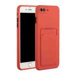 Card Slot Design Shockproof TPU Protective Case For iPhone 8 & 7(Plum Red)