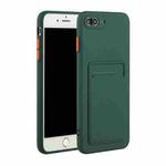 Card Slot Design Shockproof TPU Protective Case For iPhone 8 Plus & 7 Plus(Dark Green)