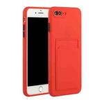 Card Slot Design Shockproof TPU Protective Case For iPhone 8 Plus & 7 Plus(Red)