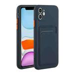 For iPhone 12 Card Slot Design Shockproof TPU Protective Case(Dark Blue)