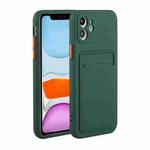 For iPhone 12 Card Slot Design Shockproof TPU Protective Case(Dark Green)
