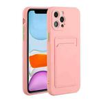 For iPhone 12 Pro Max Card Slot Design Shockproof TPU Protective Case(Pink)