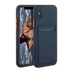For iPhone X / XS Card Slot Design Shockproof TPU Protective Case(Dark Blue)