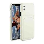 For iPhone X / XS Card Slot Design Shockproof TPU Protective Case(White)