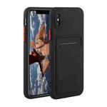 For iPhone X / XS Card Slot Design Shockproof TPU Protective Case(Black)