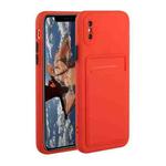For iPhone X / XS Card Slot Design Shockproof TPU Protective Case(Red)