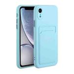 For iPhone XR Card Slot Design Shockproof TPU Protective Case(Sky Blue)