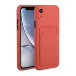 For iPhone XR Card Slot Design Shockproof TPU Protective Case(Plum Red)
