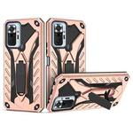 For Xiaomi Redmi Note 10 Pro Shockproof TPU + PC Protective Case with Holder(Rose Gold)