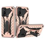 For vivo iQOO Z3 5G Shockproof TPU + PC Protective Case with Holder(Rose Gold)