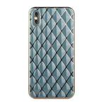 For iPhone X / XS Electroplated Rhombic Pattern Sheepskin TPU Protective Case(Grey Green)